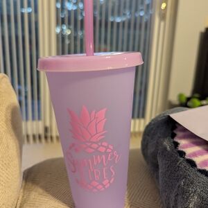 Pink Tumbler with Straw - Summer Vibes